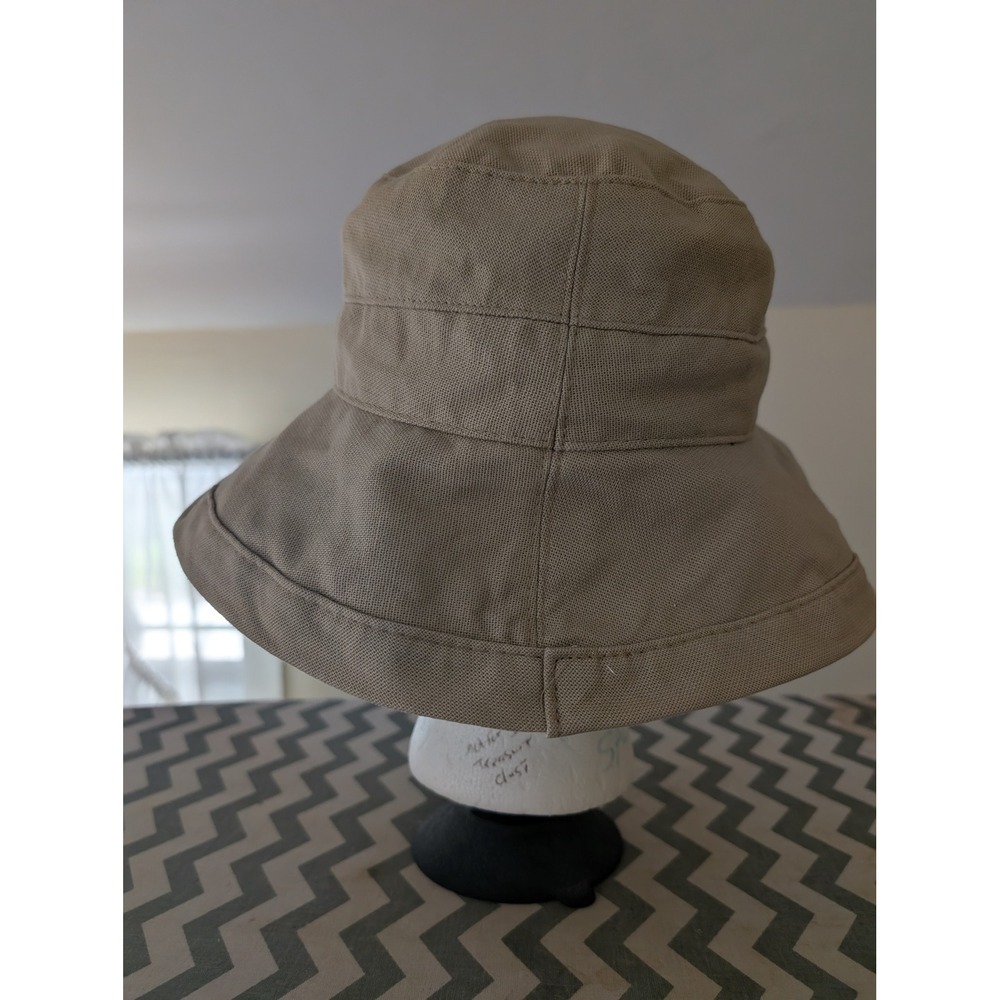 Vintage Scala Womens Tan Khaki Wide Brim Bucket Sun Hat Adjustable Handmade - Picture 3 of 8